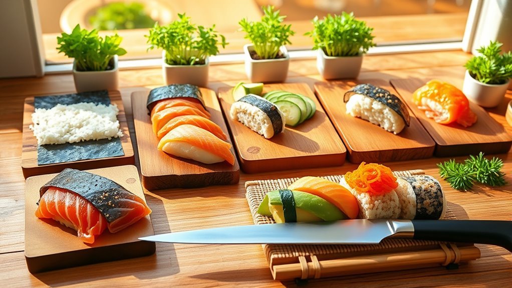 sushi making in garden steps