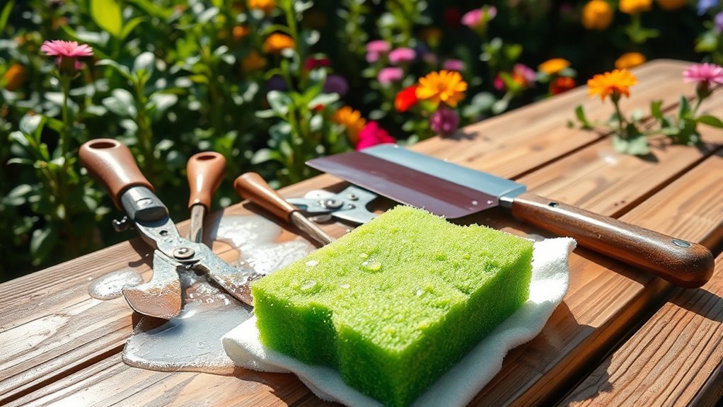 cleaning garden tools step by step