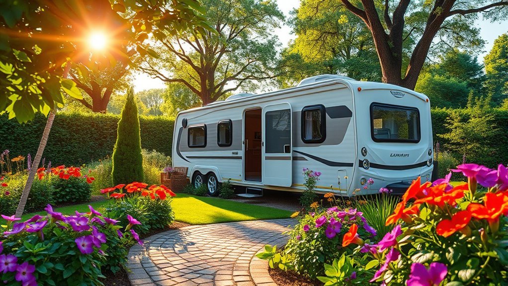 installing caravan in garden