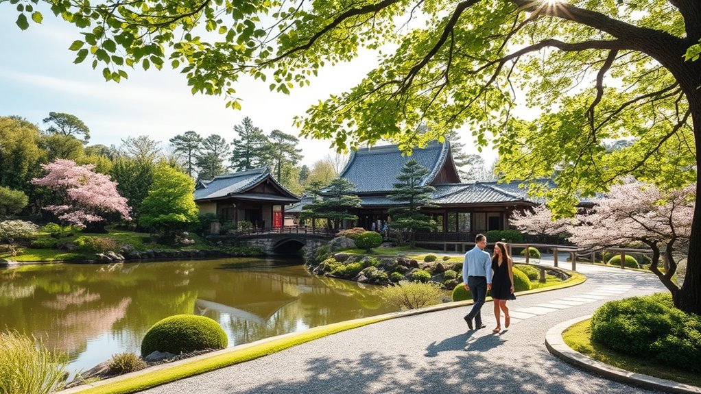 serene ponds and pathways