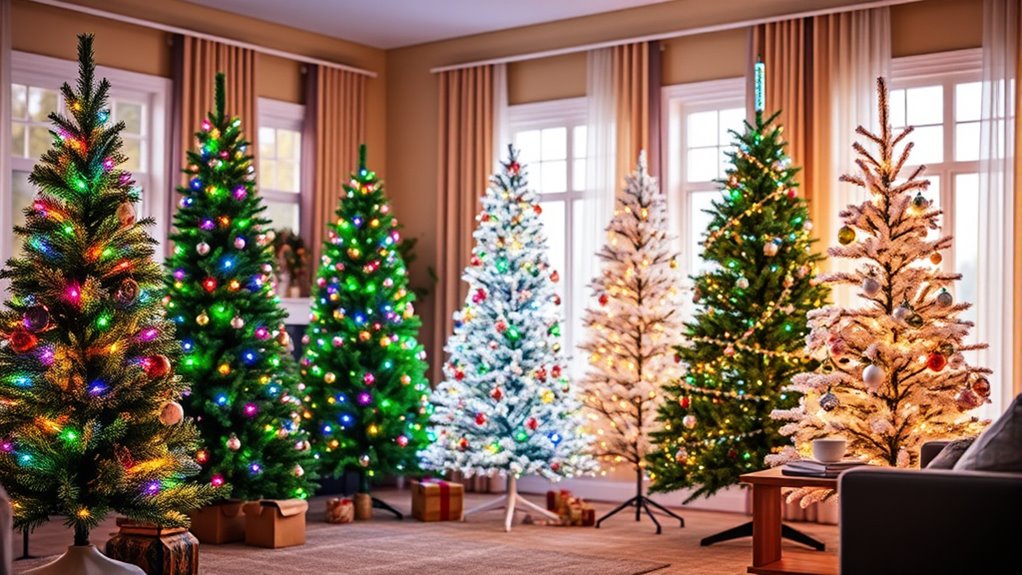 top festive illuminated trees